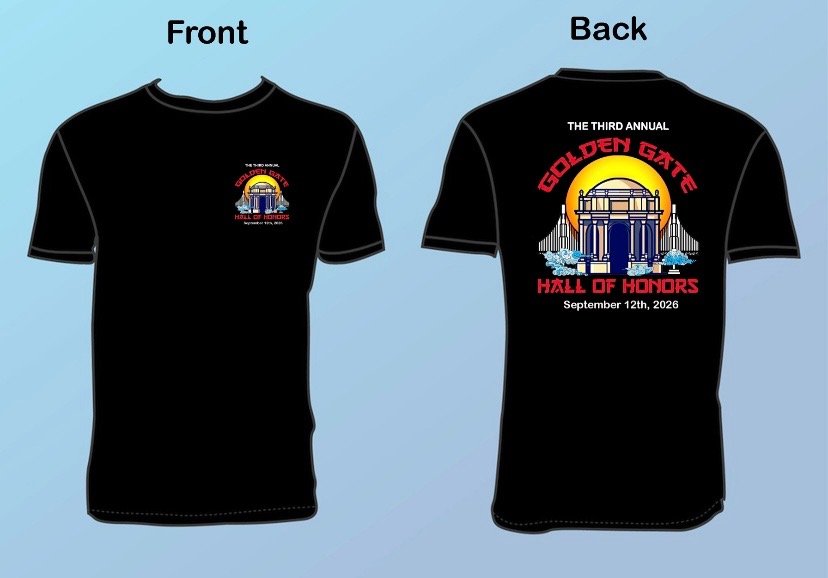 Hall of Honors Event black t shirts showing front and back